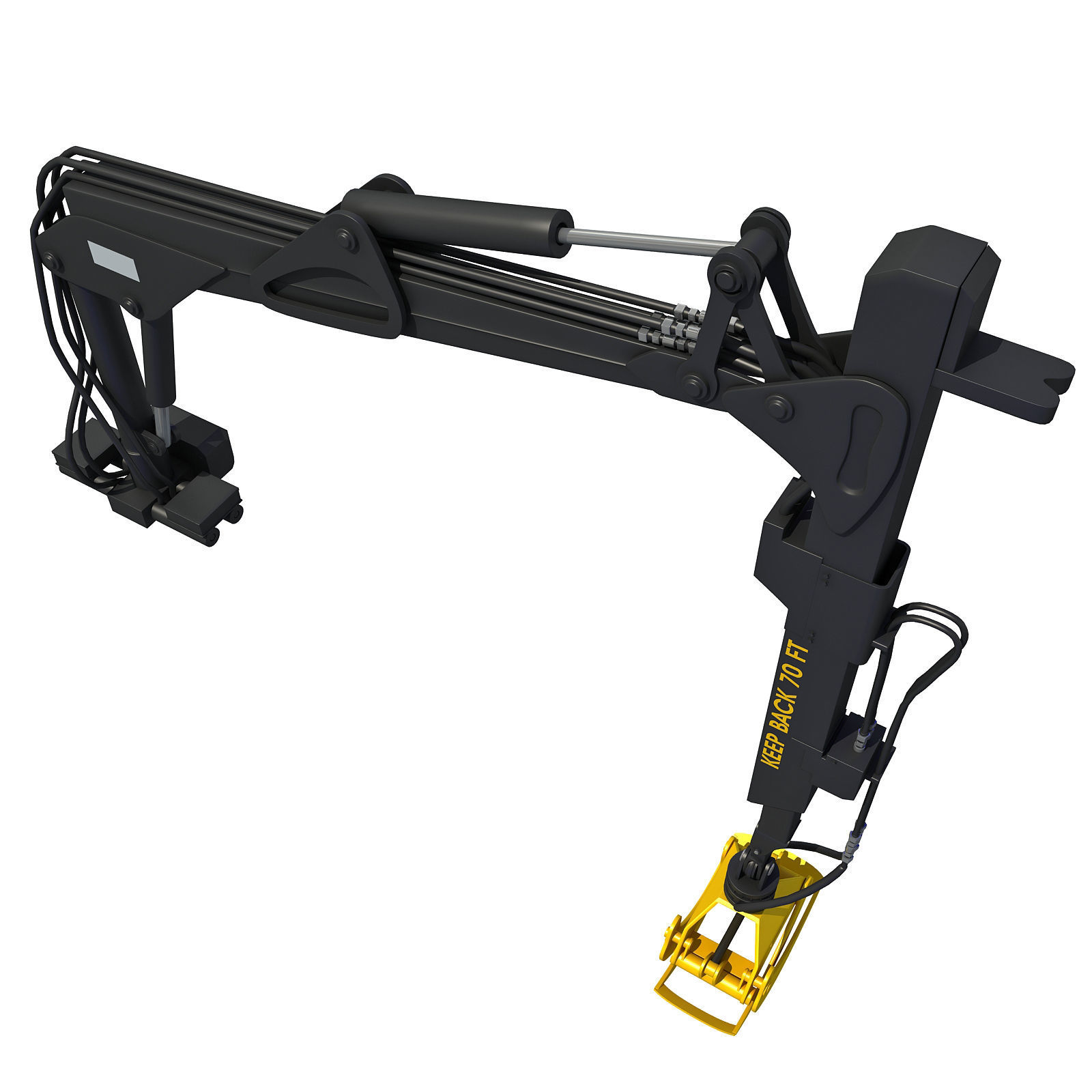 Yellow Forestry Knuckleboom Loader Crane 3D model_1