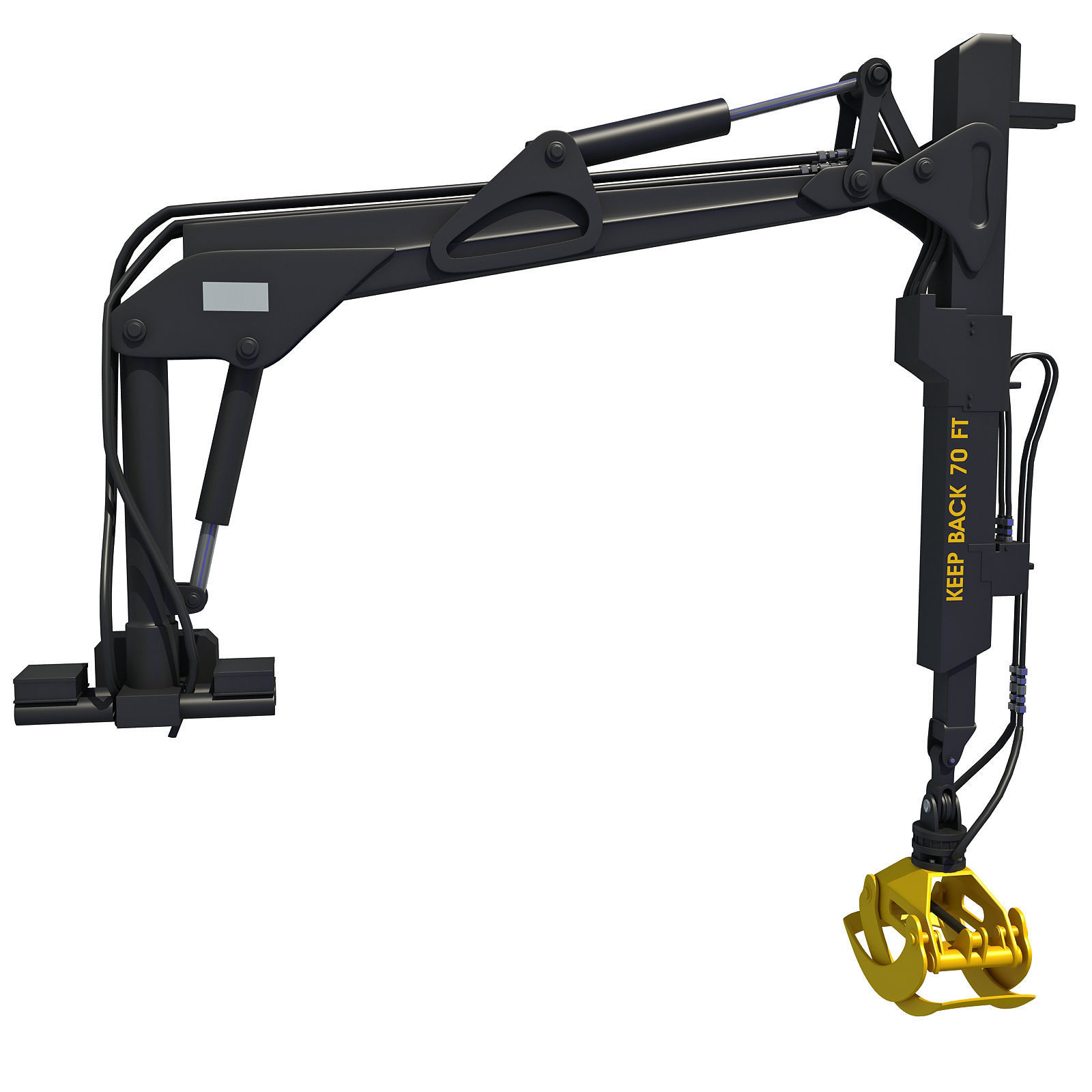 Yellow Forestry Knuckleboom Loader Crane 3D model_6