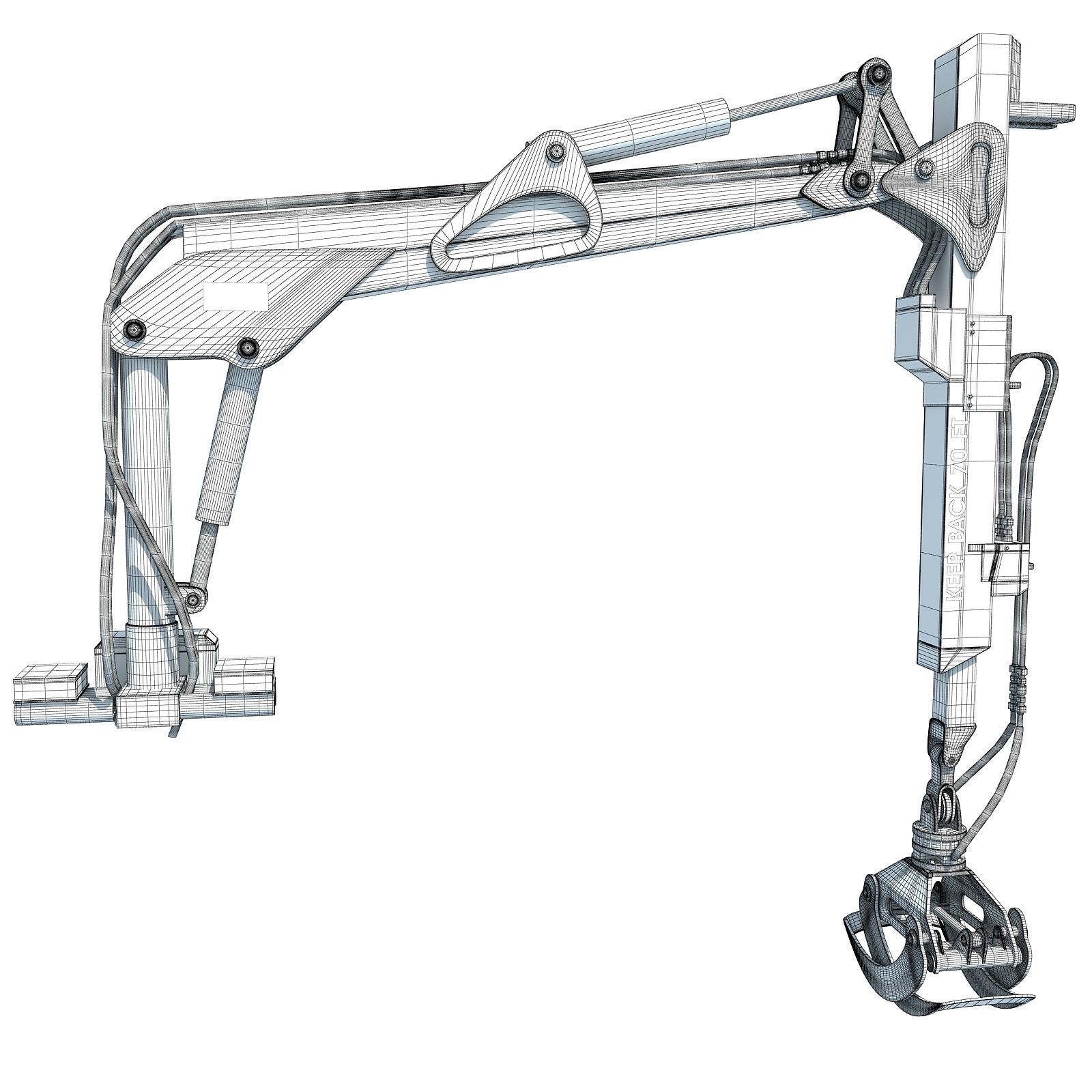 Yellow Forestry Knuckleboom Loader Crane 3D model_9