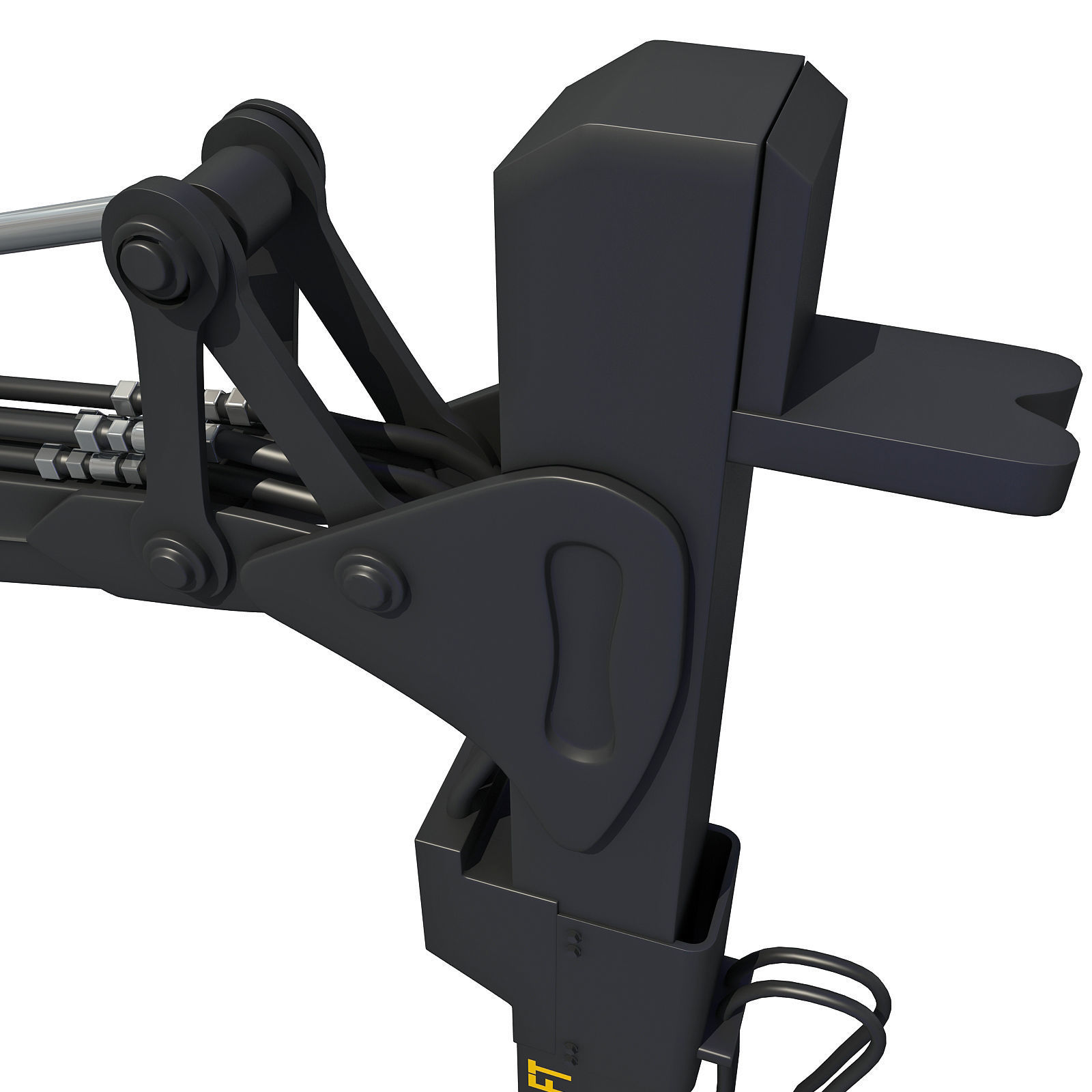 Yellow Forestry Knuckleboom Loader Crane 3D model_7