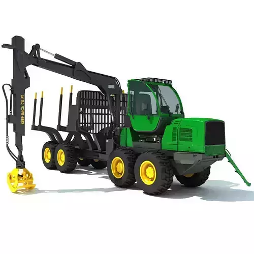 Green Forwarder Forestry Vehicle 3D model