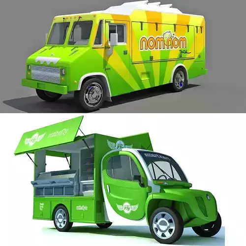 Set of 2 Food Trucks 3D model