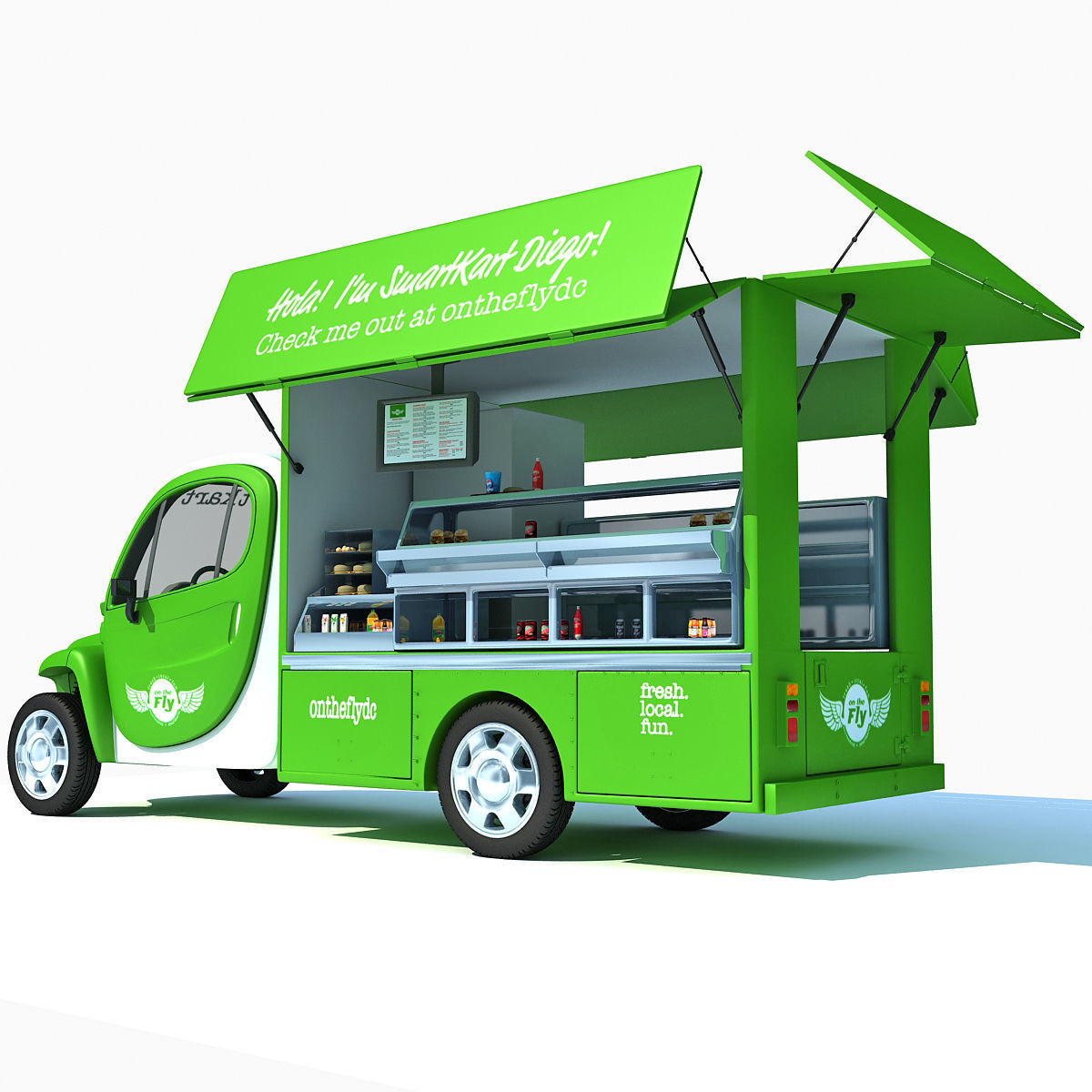 Green Fly Stand Food Truck 3D model_6