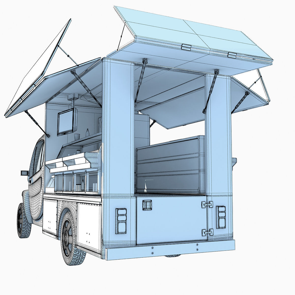 Green Fly Stand Food Truck 3D model_23
