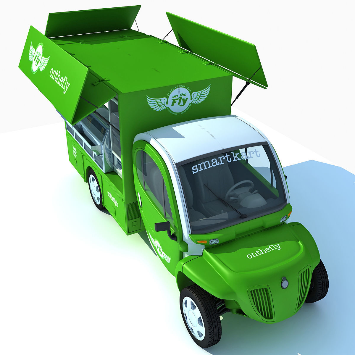 Green Fly Stand Food Truck 3D model_9