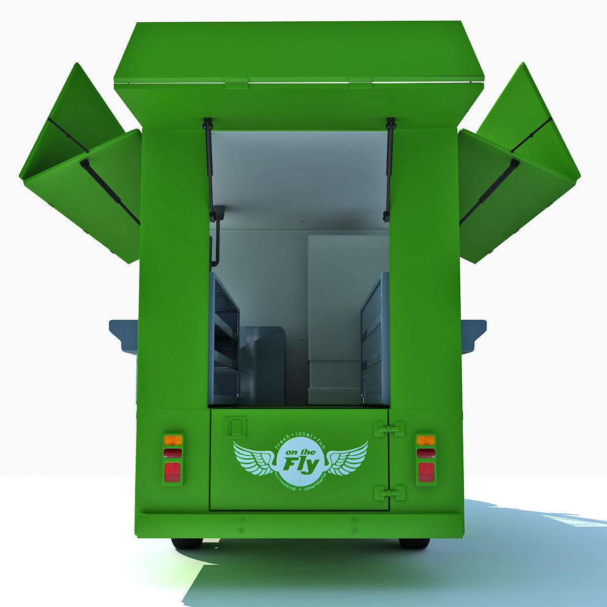 Green Fly Stand Food Truck 3D model_5