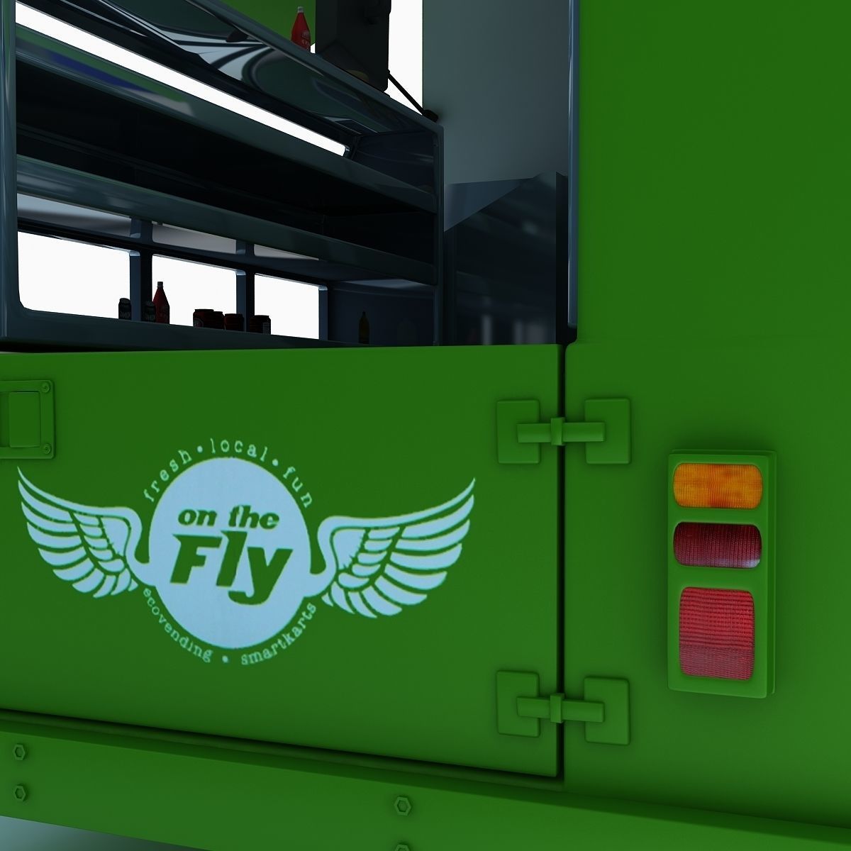 Green Fly Stand Food Truck 3D model_12