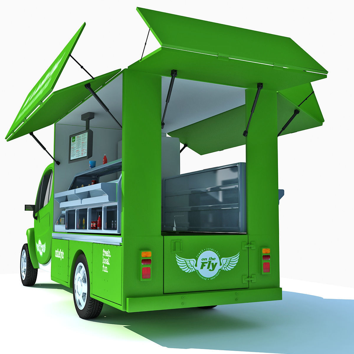 Green Fly Stand Food Truck 3D model_7
