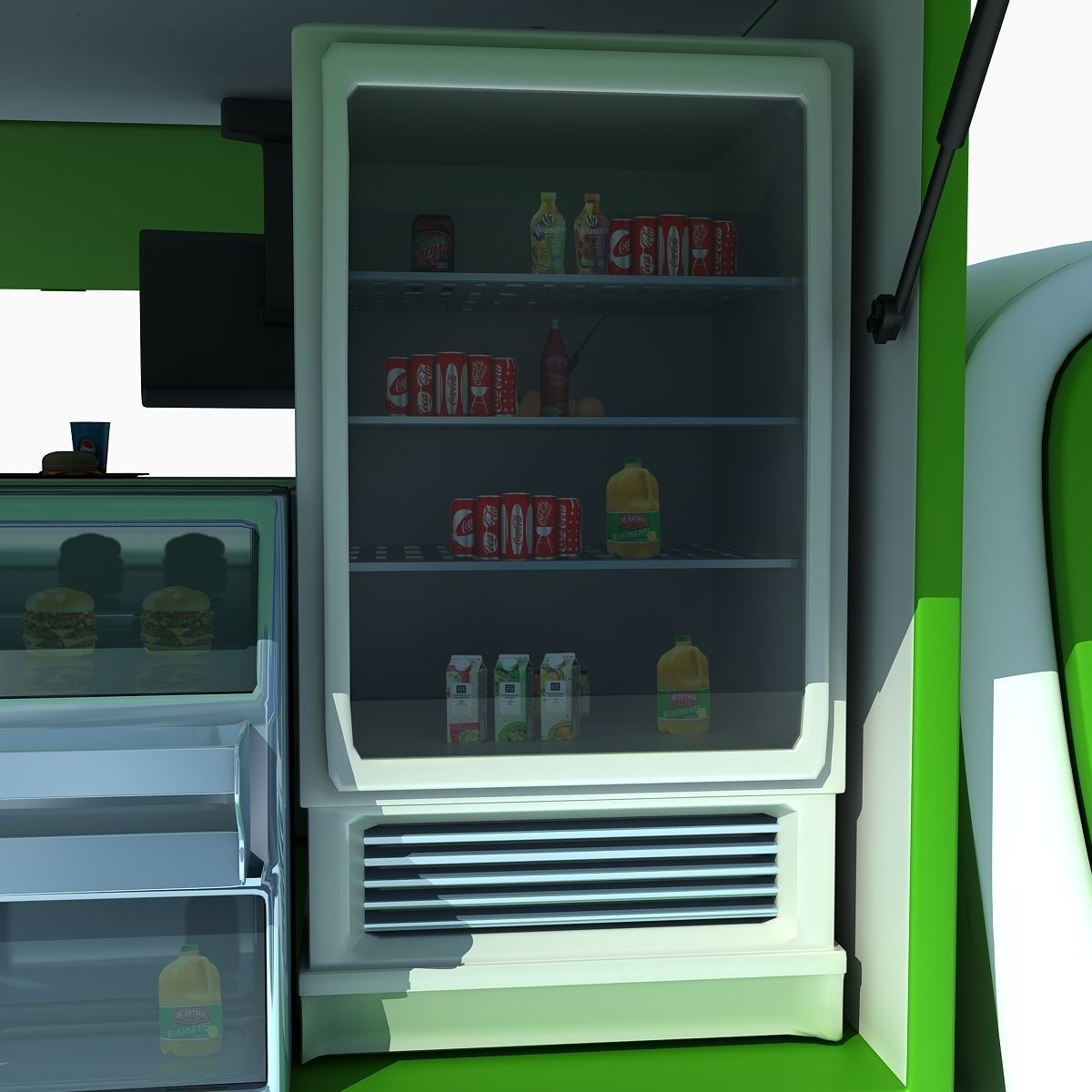 Green Fly Stand Food Truck 3D model_10