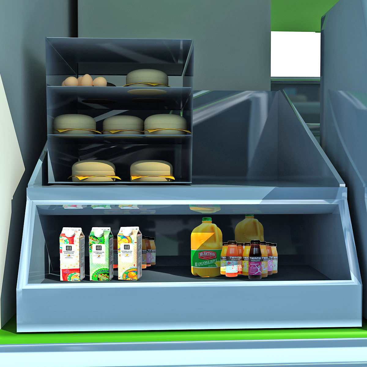 Green Fly Stand Food Truck 3D model_16