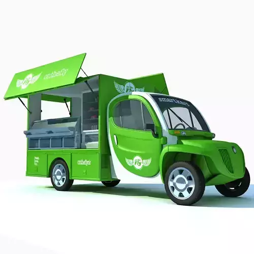 Green Fly Stand Food Truck 3D model