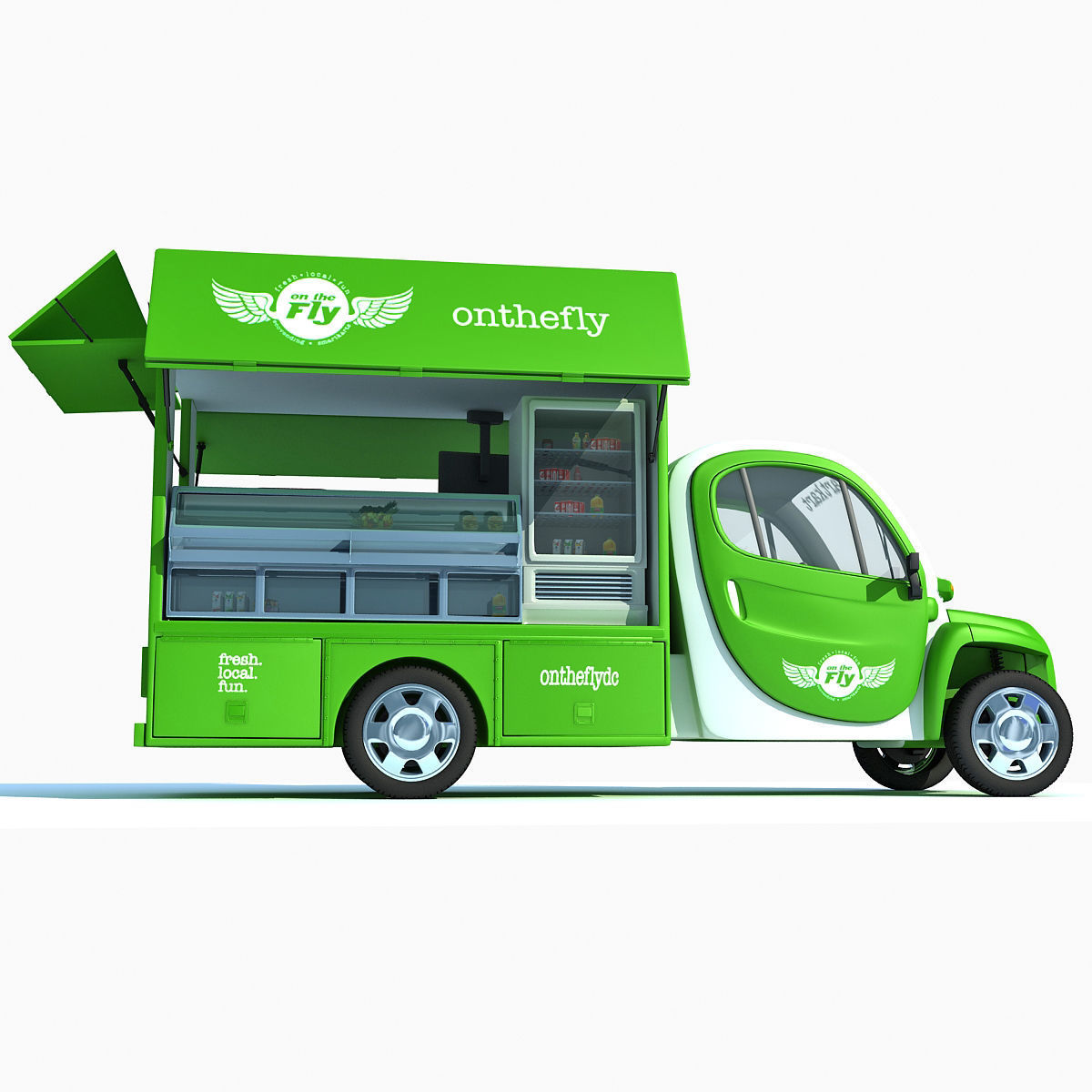 Green Fly Stand Food Truck 3D model_4