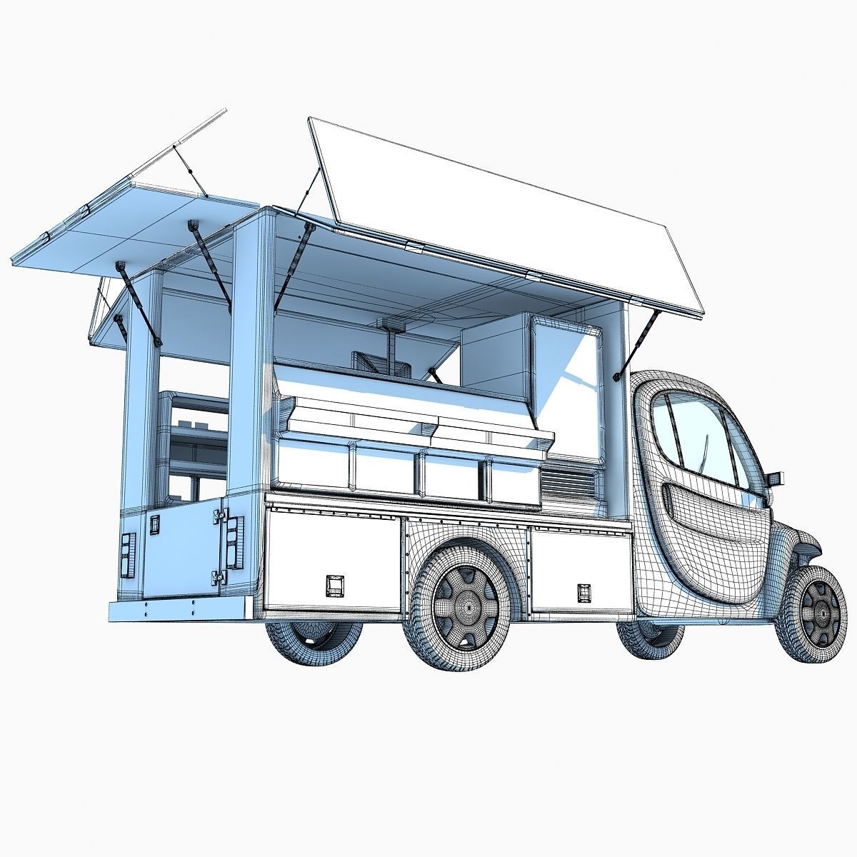 Green Fly Stand Food Truck 3D model_21