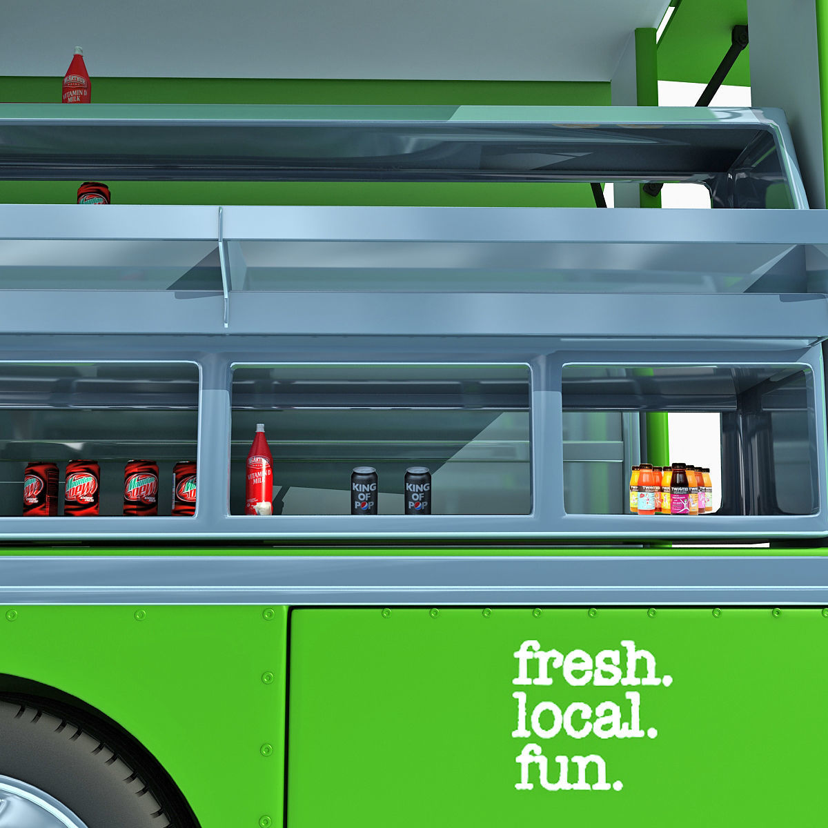 Green Fly Stand Food Truck 3D model_18