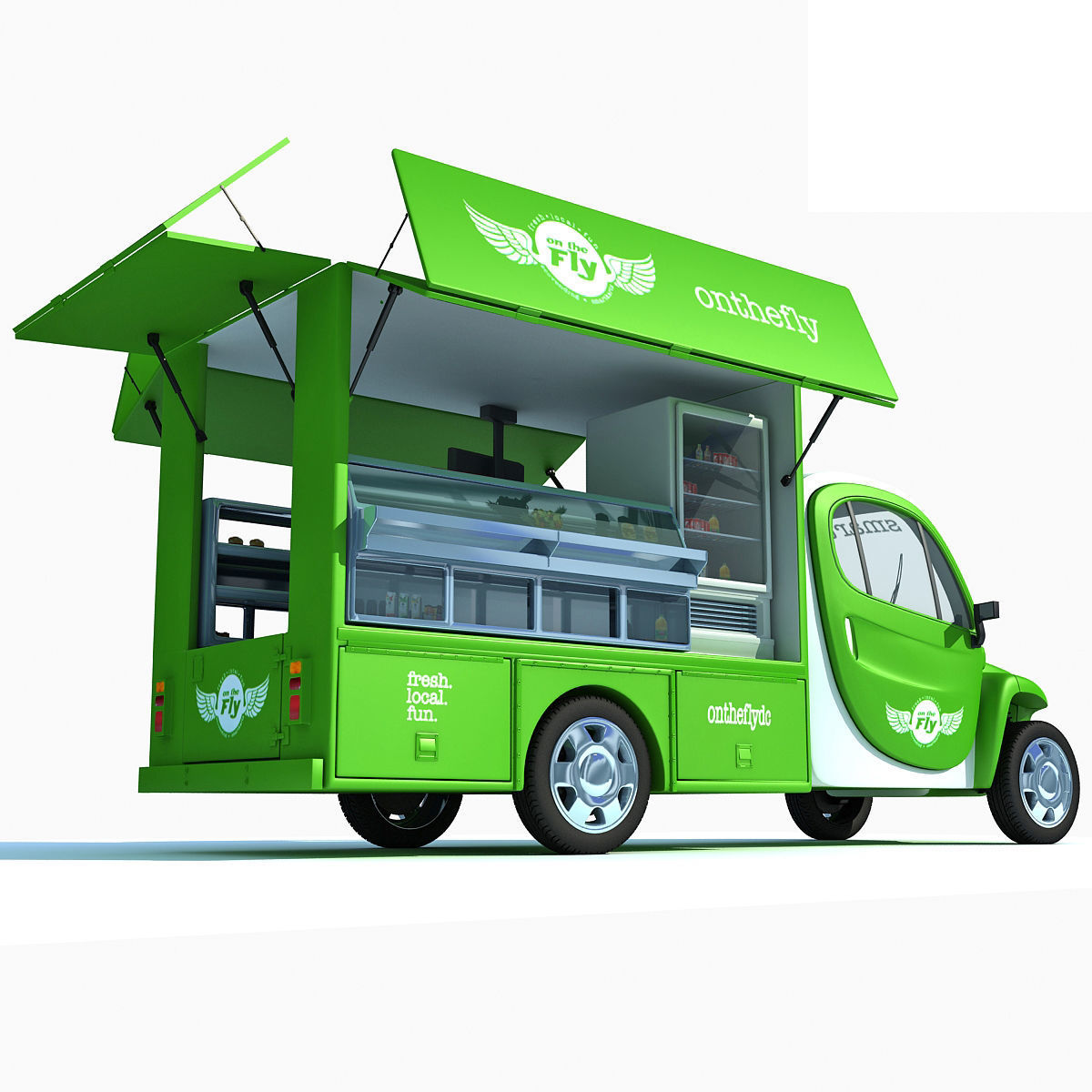 Green Fly Stand Food Truck 3D model_3