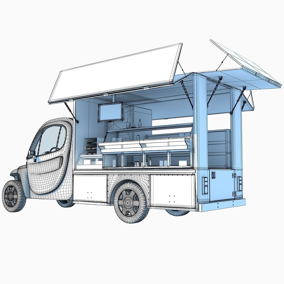 Green Fly Stand Food Truck 3D model_25