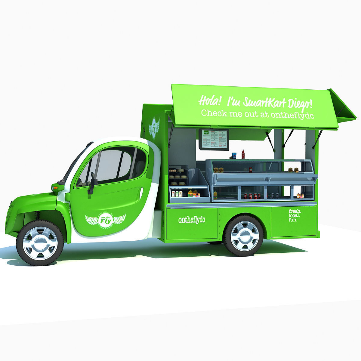 Green Fly Stand Food Truck 3D model_2