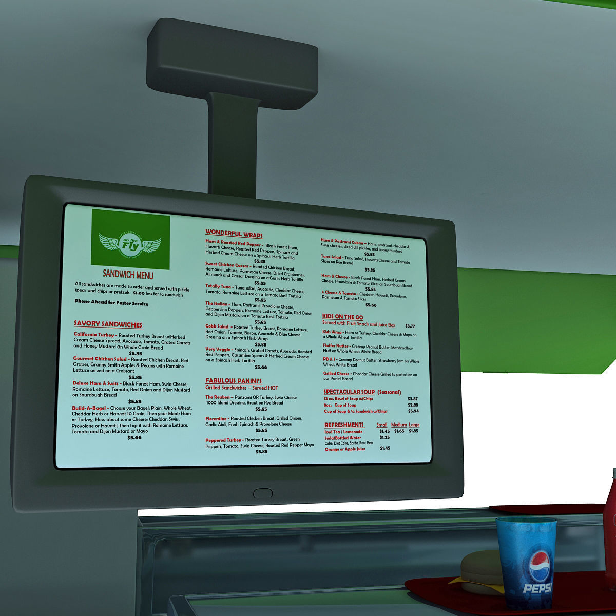 Green Fly Stand Food Truck 3D model_13
