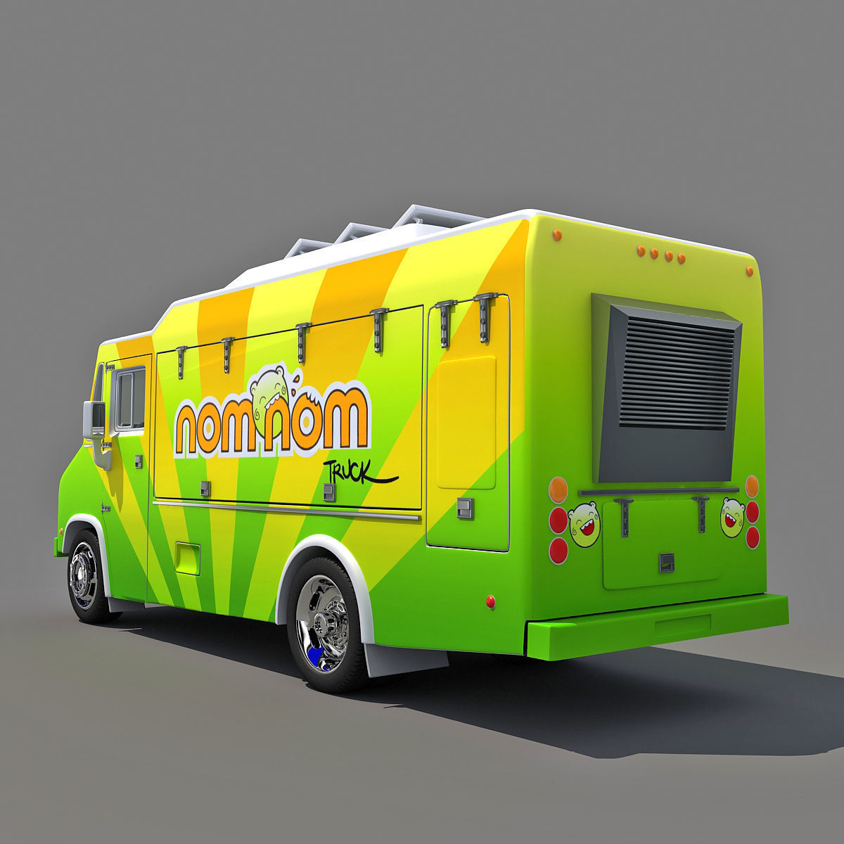 Nom Nom Green Food Truck 3D model_10