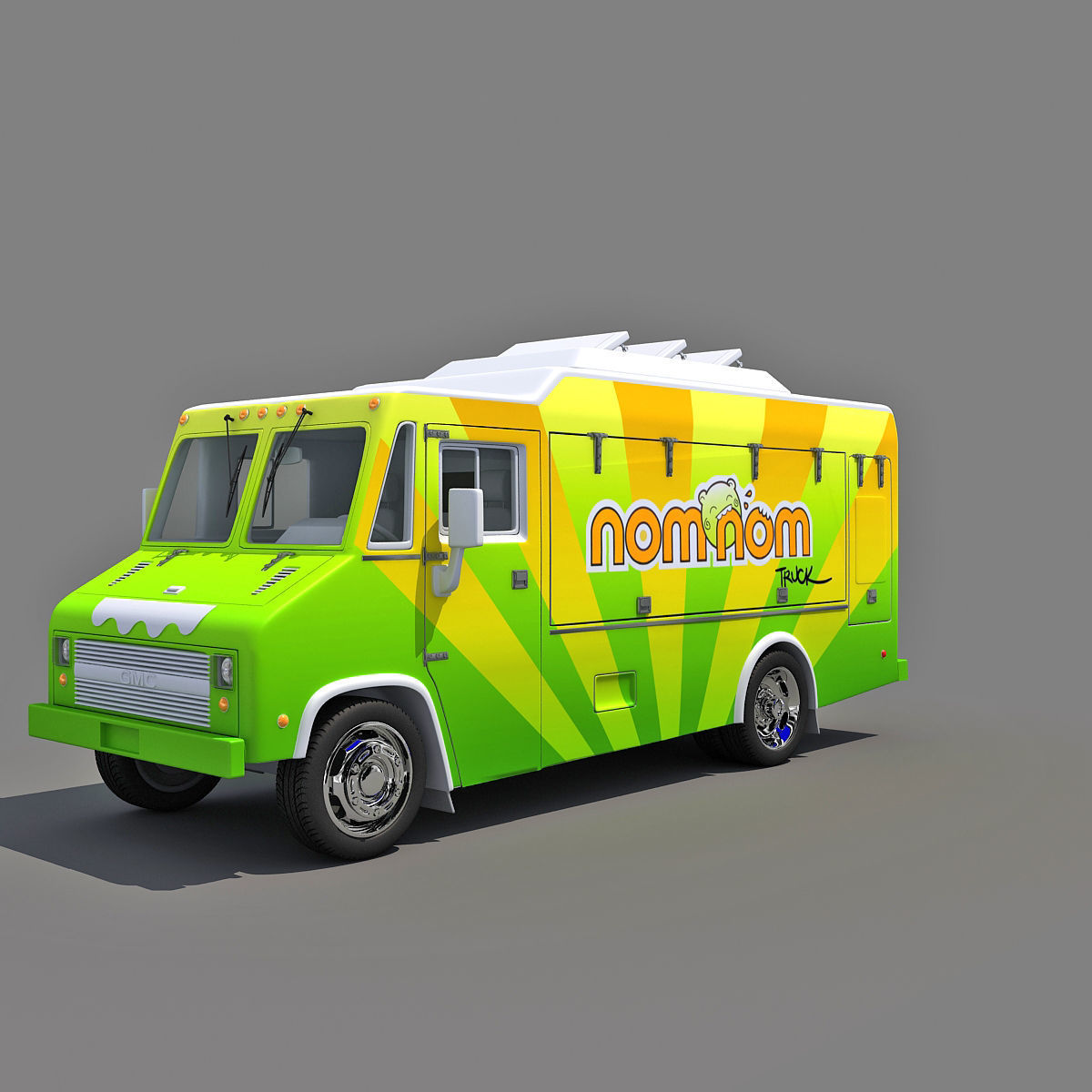 Nom Nom Green Food Truck 3D model_6