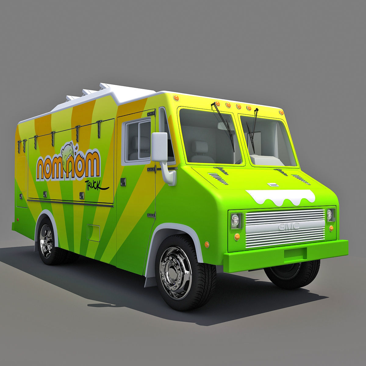 Nom Nom Green Food Truck 3D model_9
