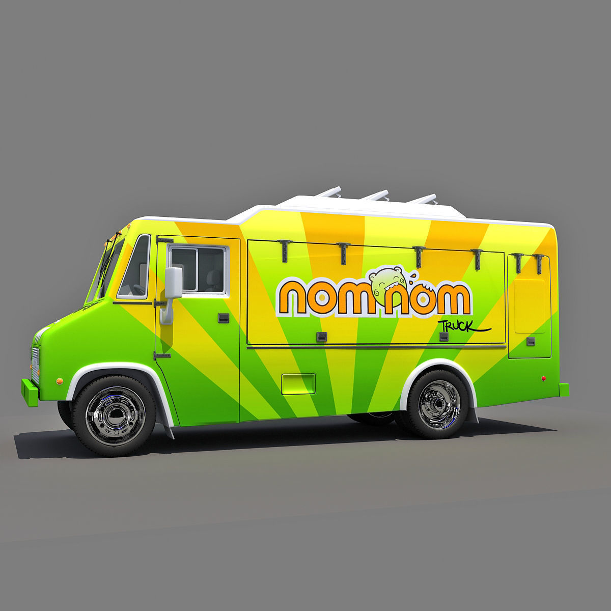 Nom Nom Green Food Truck 3D model_1