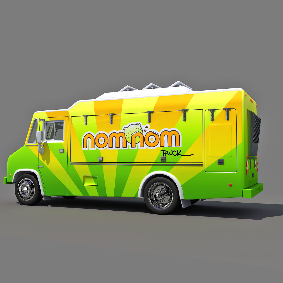 Nom Nom Green Food Truck 3D model_8
