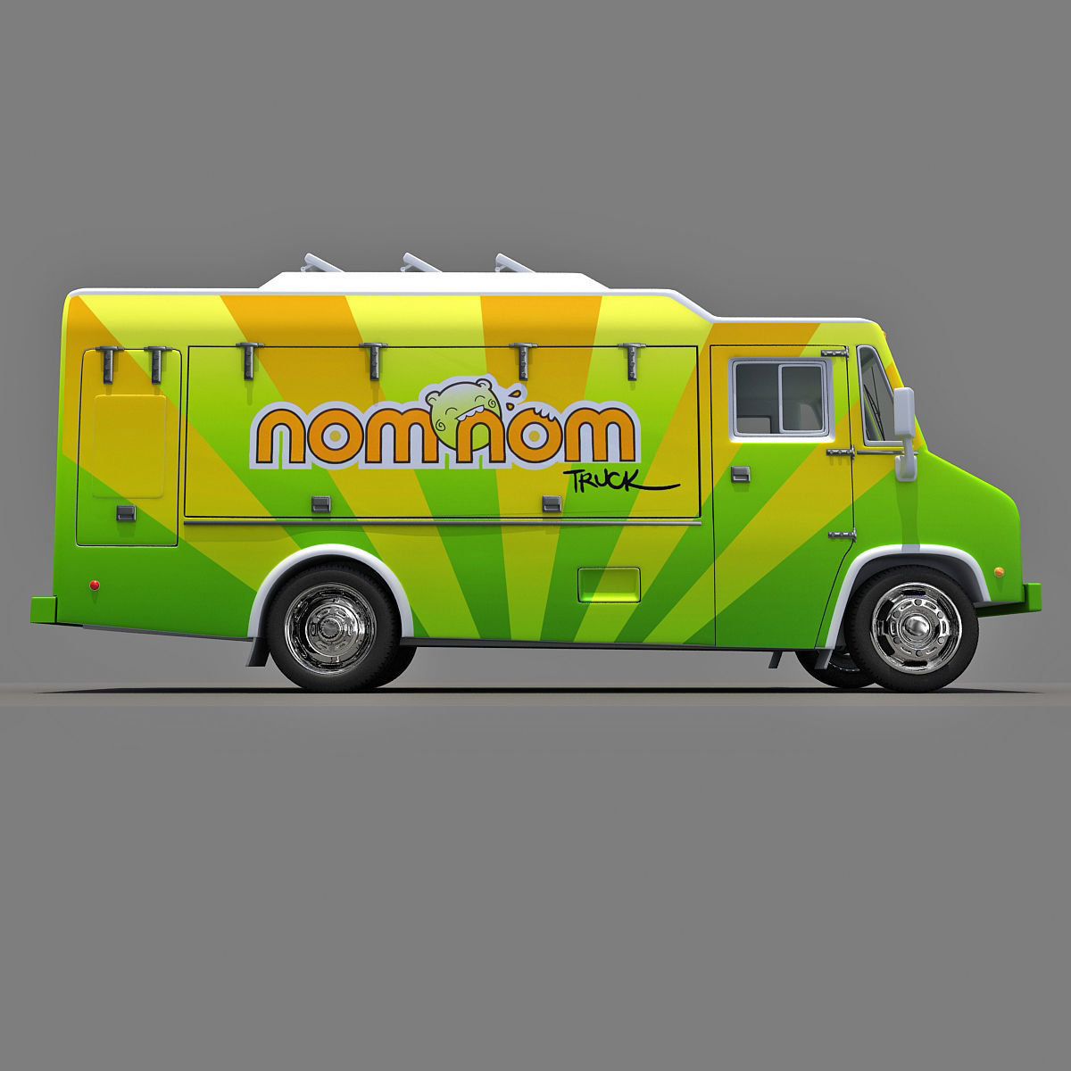 Nom Nom Green Food Truck 3D model_11