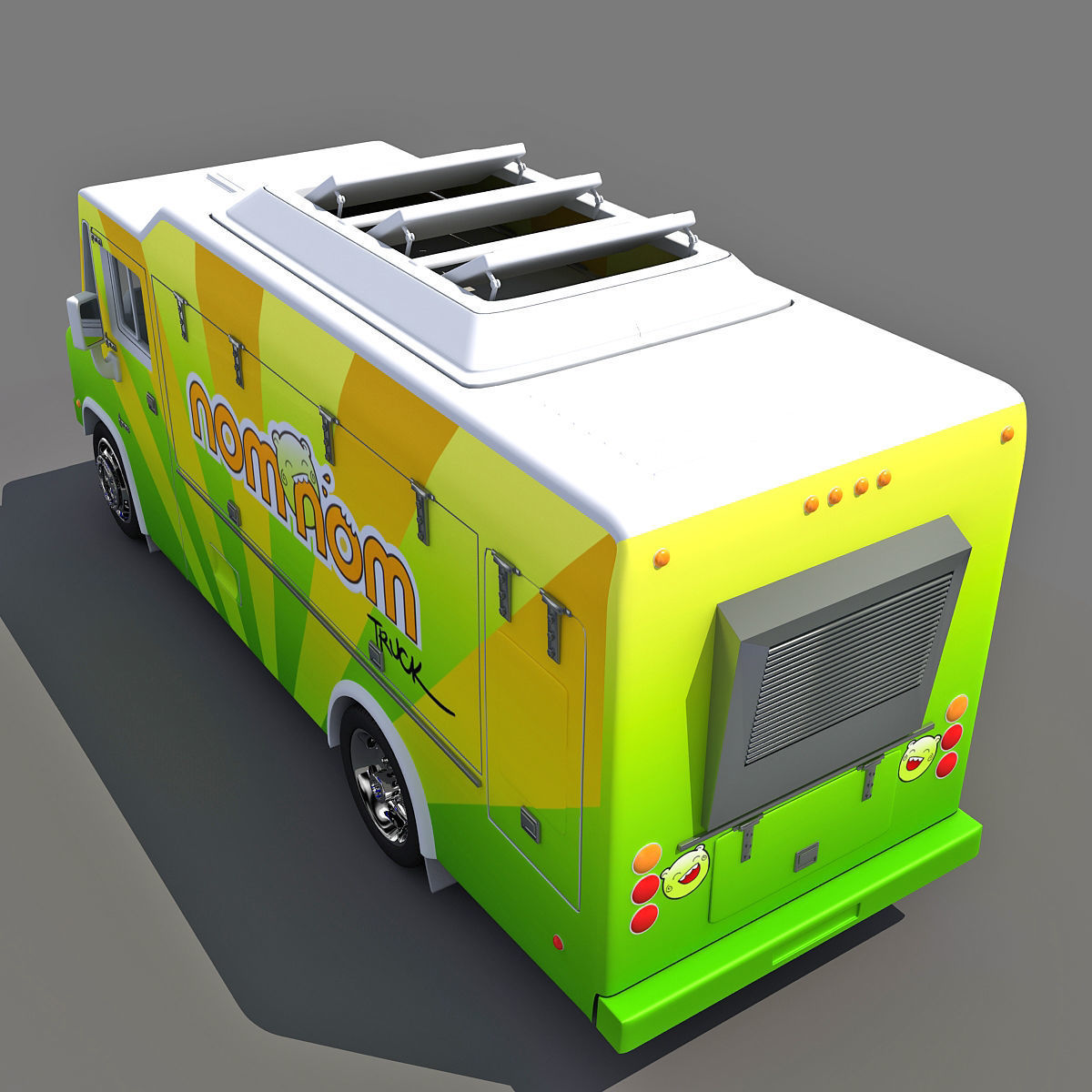 Nom Nom Green Food Truck 3D model_5