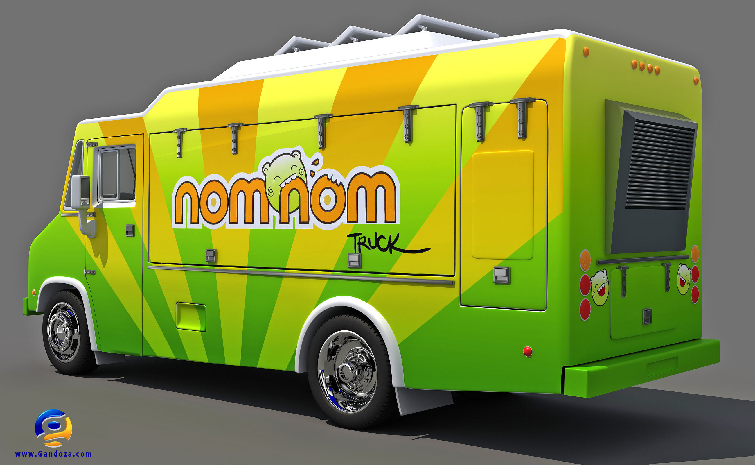 Nom Nom Green Food Truck 3D model_2