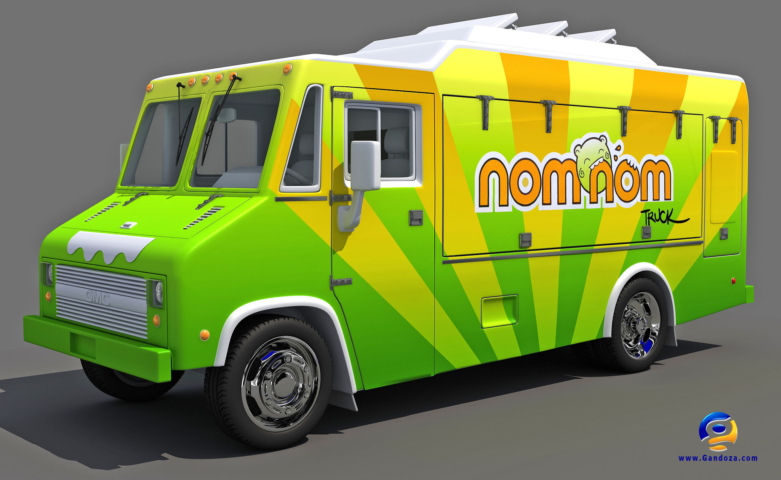 Nom Nom Green Food Truck 3D model_4