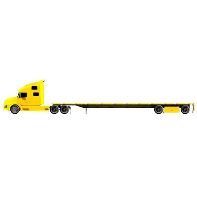 Yellow American Truck Flatbed 3D model_4
