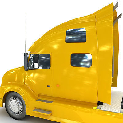 Yellow American Truck Flatbed 3D model_9