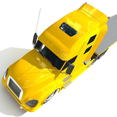 Yellow American Truck Flatbed 3D model_10