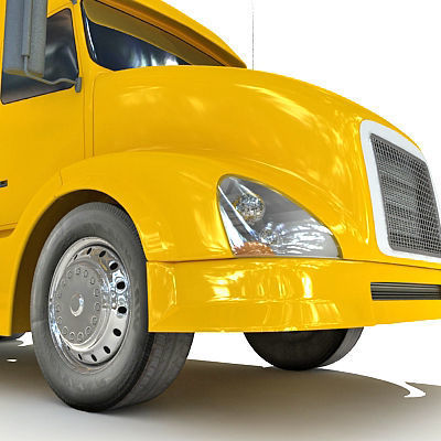 Yellow American Truck Flatbed 3D model_14