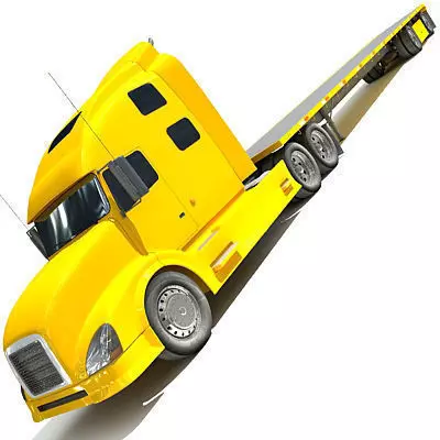 Yellow American Truck Flatbed 3D model_0