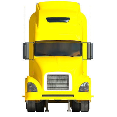 Yellow American Truck Flatbed 3D model_1