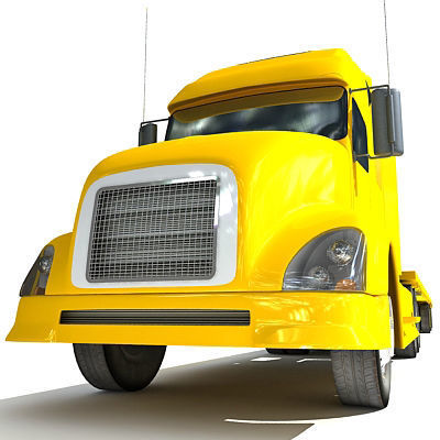 Yellow American Truck Flatbed 3D model_8