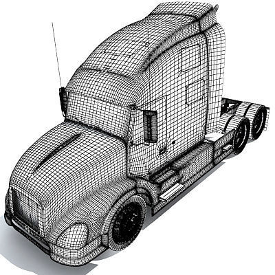 Yellow American Truck Flatbed 3D model_15