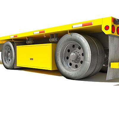 Yellow American Truck Flatbed 3D model_12