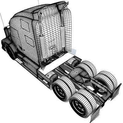 Yellow American Truck Flatbed 3D model_16