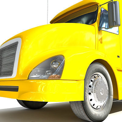 Yellow American Truck Flatbed 3D model_13