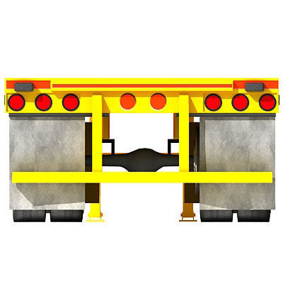 Yellow Flatbed Trailer 01 3D model_5