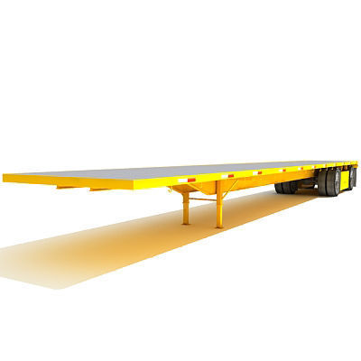Yellow Flatbed Trailer 01 3D model_2