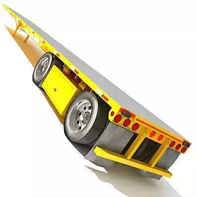 Yellow Flatbed Trailer 01 3D model