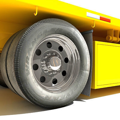 Yellow Flatbed Trailer 01 3D model_9