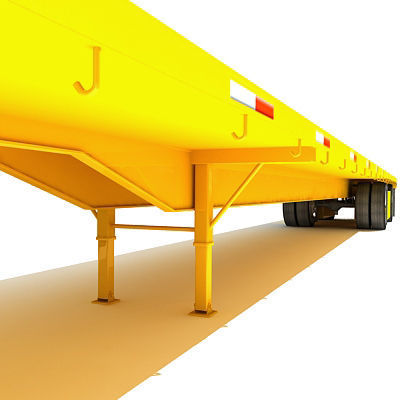 Yellow Flatbed Trailer 01 3D model_7