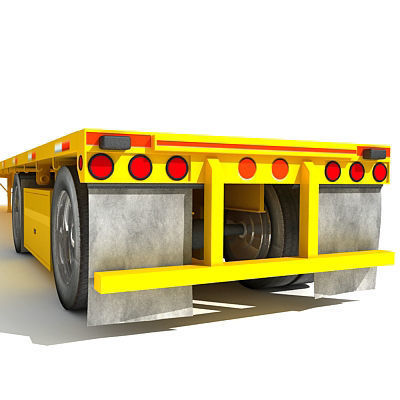 Yellow Flatbed Trailer 01 3D model_6