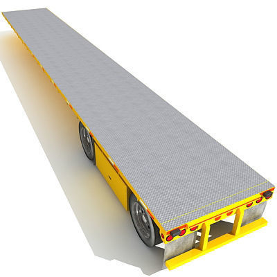 Yellow Flatbed Trailer 01 3D model_1