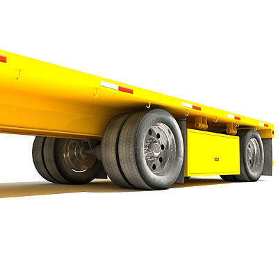 Yellow Flatbed Trailer 01 3D model_8
